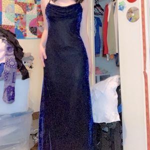 Long black and blue dress